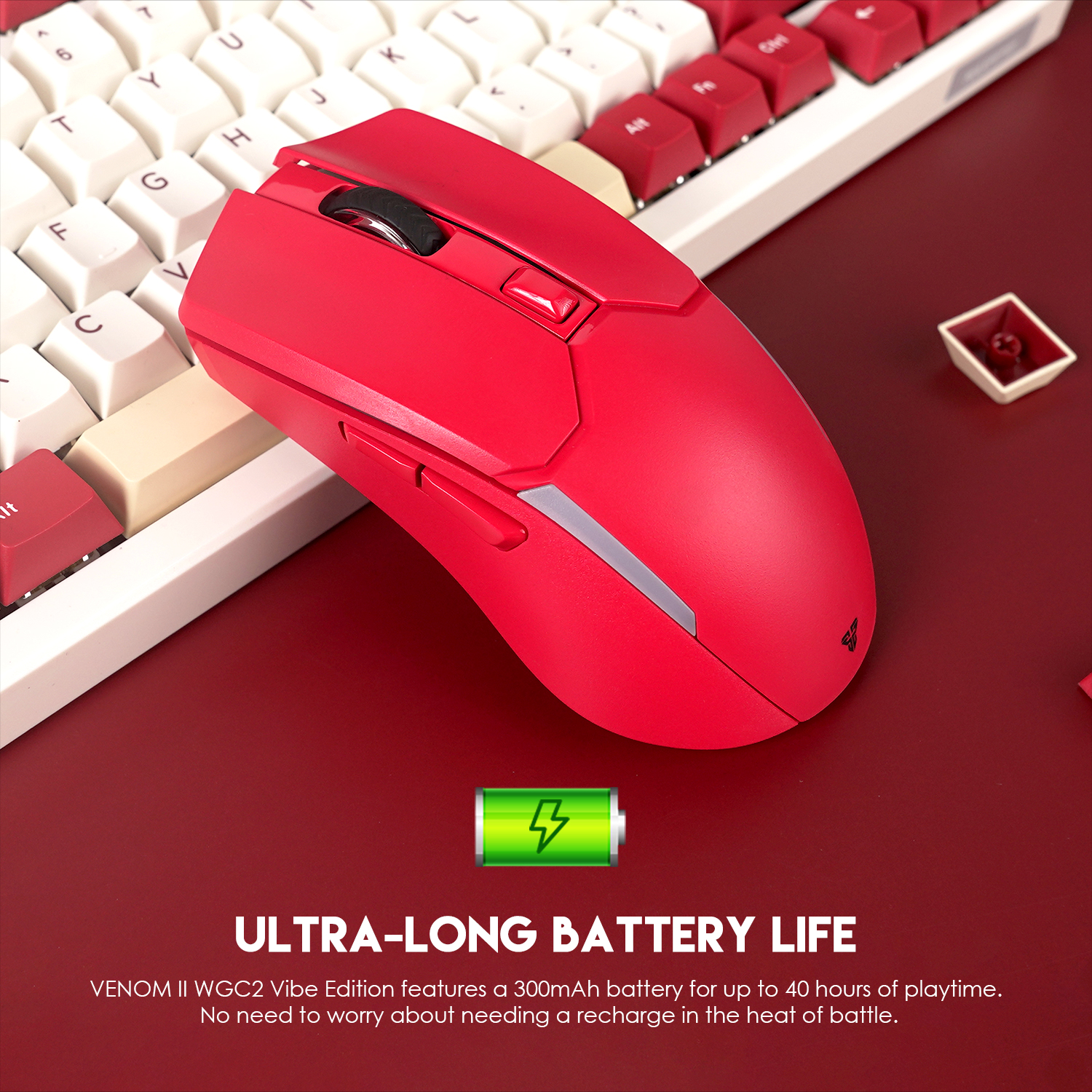 Picture of FANTECH WGC2 VENOM II VIBE  2.4G Wireless Gaming Mouse Pixart 3212 2400DPI RGB Rechargeable Mouse Ergonomic Mice Gaming Gammer For Laptop PC Red