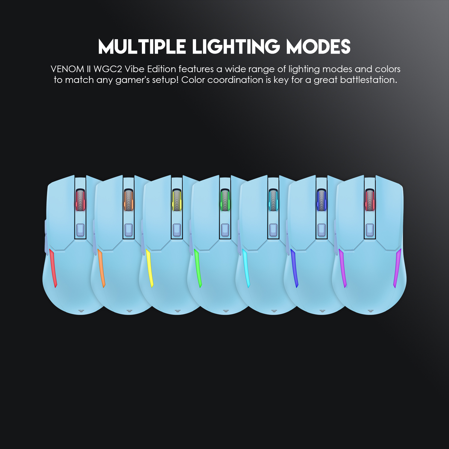 Picture of FANTECH WGC2 VENOM II VIBE  2.4G Wireless Gaming Mouse Pixart 3212 2400DPI RGB Rechargeable Mouse Ergonomic Mice Gaming Gammer For Laptop PC Blue