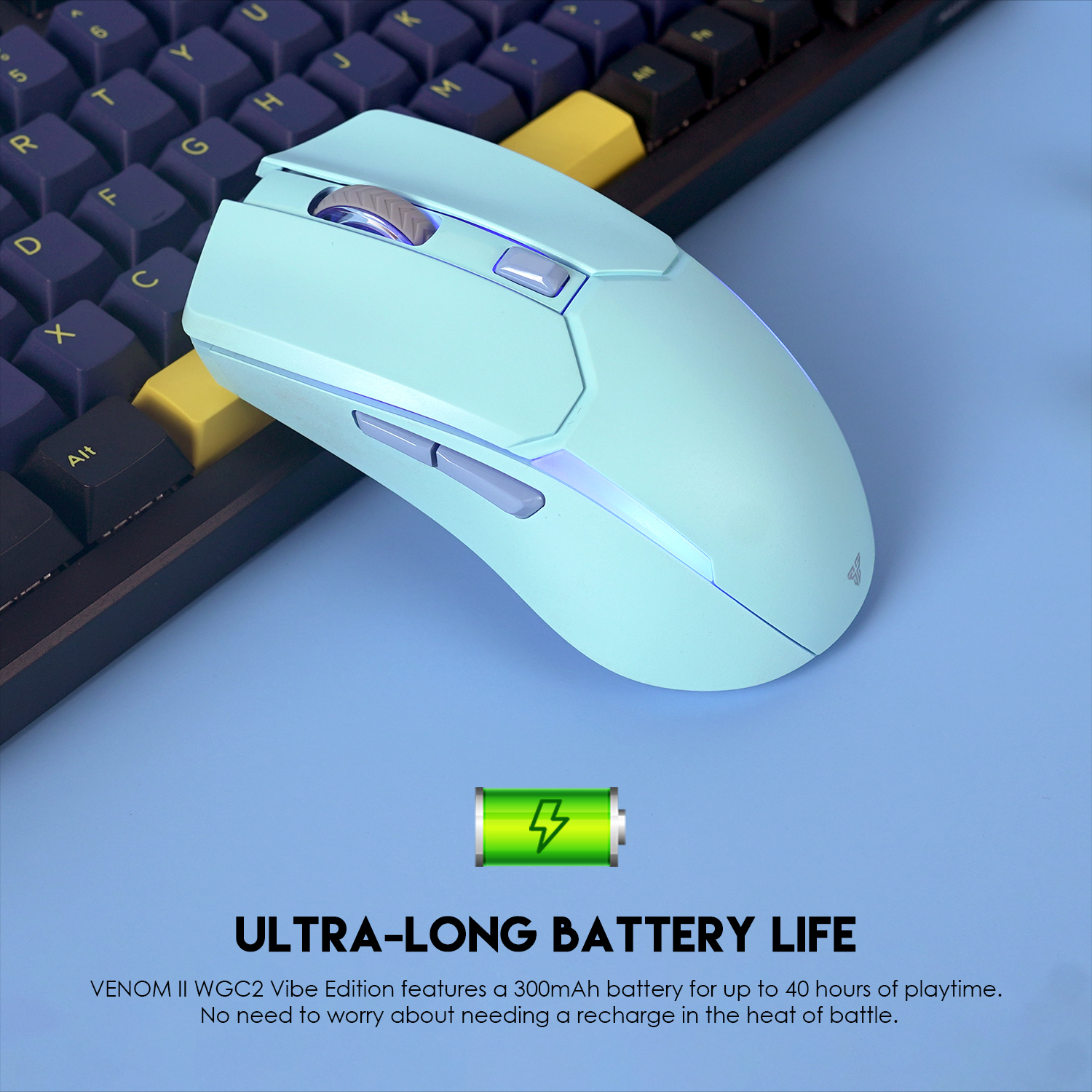 Picture of FANTECH WGC2 VENOM II VIBE  2.4G Wireless Gaming Mouse Pixart 3212 2400DPI RGB Rechargeable Mouse Ergonomic Mice Gaming Gammer For Laptop PC Blue