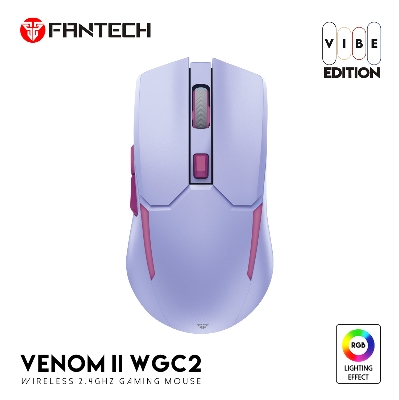 Picture of FANTECH WGC2 VENOM II VIBE  2.4G Wireless Gaming Mouse Pixart 3212 2400DPI RGB Rechargeable Mouse Ergonomic Mice Gaming Gammer For Laptop PC Purple