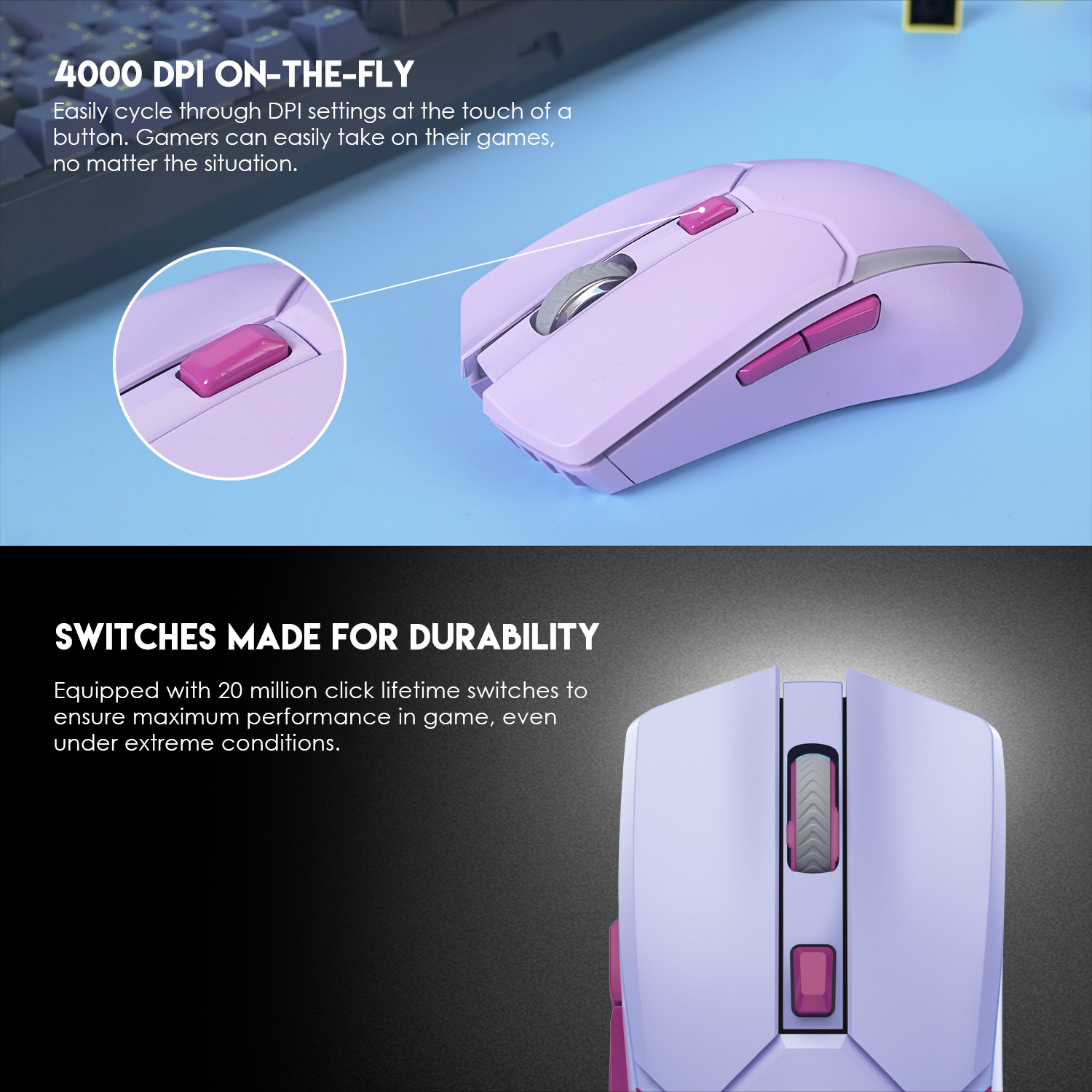 Picture of FANTECH WGC2 VENOM II VIBE  2.4G Wireless Gaming Mouse Pixart 3212 2400DPI RGB Rechargeable Mouse Ergonomic Mice Gaming Gammer For Laptop PC Purple