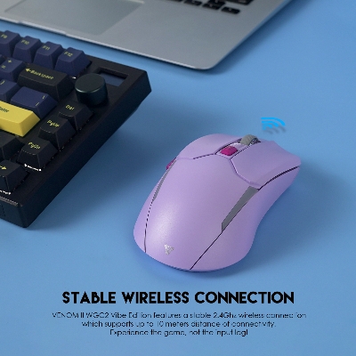 Picture of FANTECH WGC2 VENOM II VIBE  2.4G Wireless Gaming Mouse Pixart 3212 2400DPI RGB Rechargeable Mouse Ergonomic Mice Gaming Gammer For Laptop PC Purple