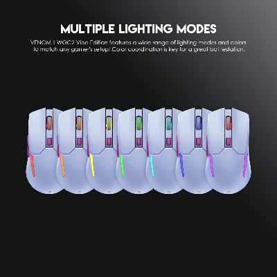 Picture of FANTECH WGC2 VENOM II VIBE  2.4G Wireless Gaming Mouse Pixart 3212 2400DPI RGB Rechargeable Mouse Ergonomic Mice Gaming Gammer For Laptop PC Purple