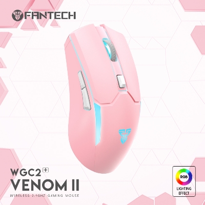 Picture of FANTECH WGC2 VENOM II VIBE  2.4G Wireless Gaming Mouse Pixart 3212 2400DPI RGB Rechargeable Mouse Ergonomic Mice Gaming Gammer For Laptop PC Pink