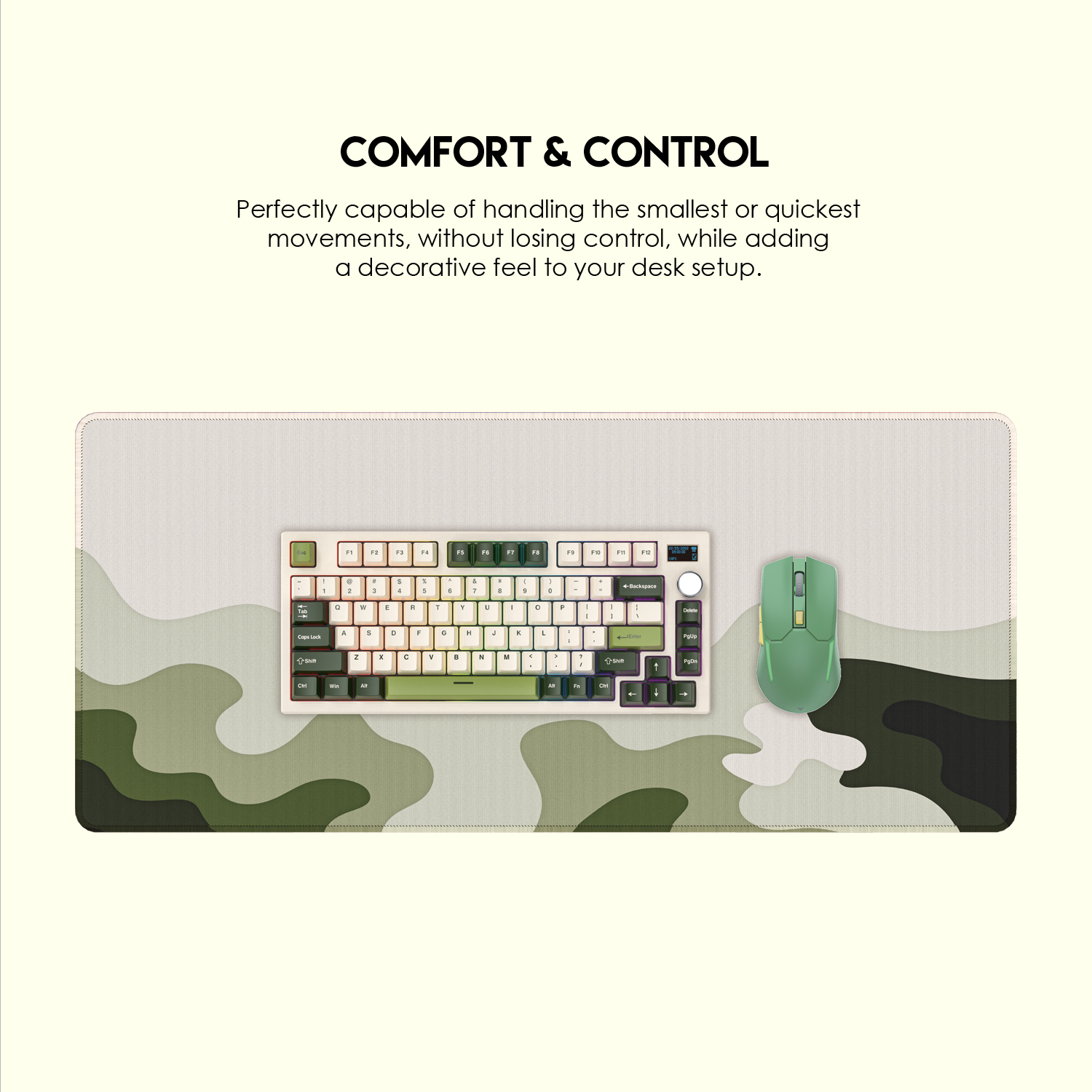 Picture of FANTECH ATO MP905 VIBE EDITION DESK MAT Durable Edge Stitching Water Proof Silky Smooth Surface Anti-Slip Base Mousepad Size 900x400x4mm For Gaming Gamers Design Matcha Milk