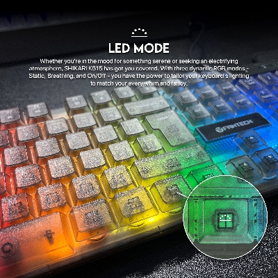 Picture of FANTECH SHIKARI K515 RGB Membrane Gaming Keyboard With Advance Anti-Ghosting Transparent Cover And Keycaps For Better Lighting Effect