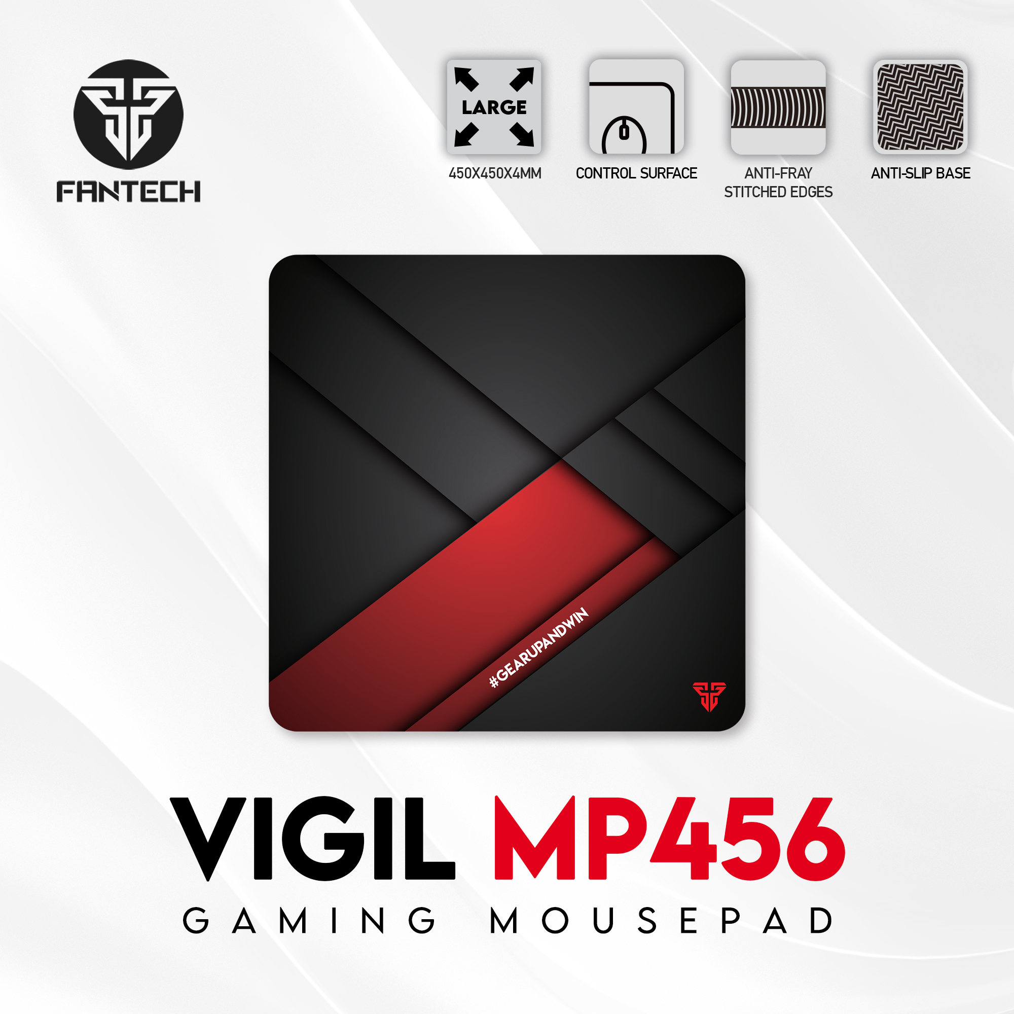 Picture of FANTECH VIGIL MP456 Gaming Mousepad Anti Slip Base With Speed Surface And Anti Fray Stitched Edges For Gaming Gamers Office Home Mouse Pad