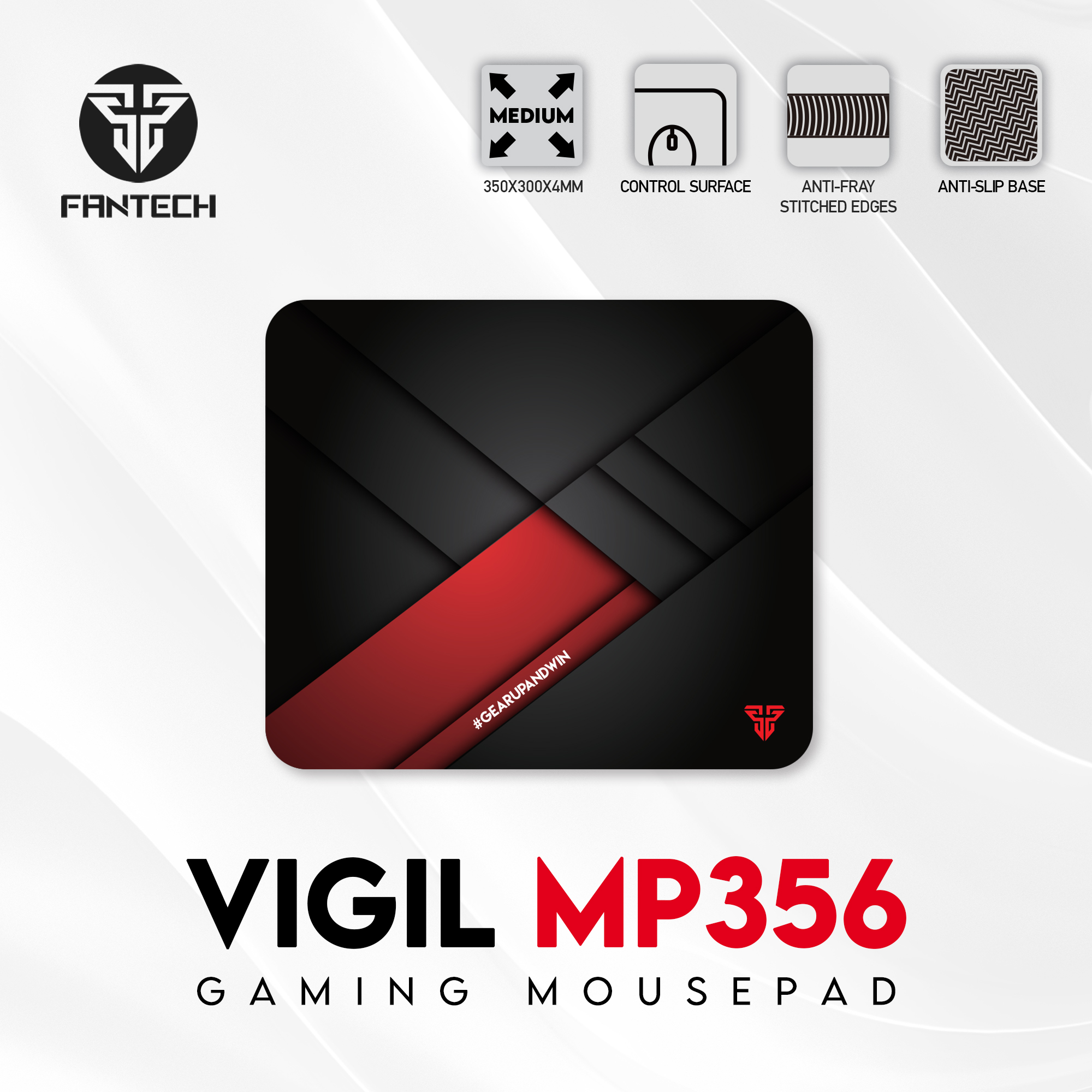 Picture of FANTECH VIGIL MP356 Gaming Mousepad Anti Slip Base With Speed Surface And Anti Fray Stitched Edges For Gaming Gamers Office Home Mouse Pad
