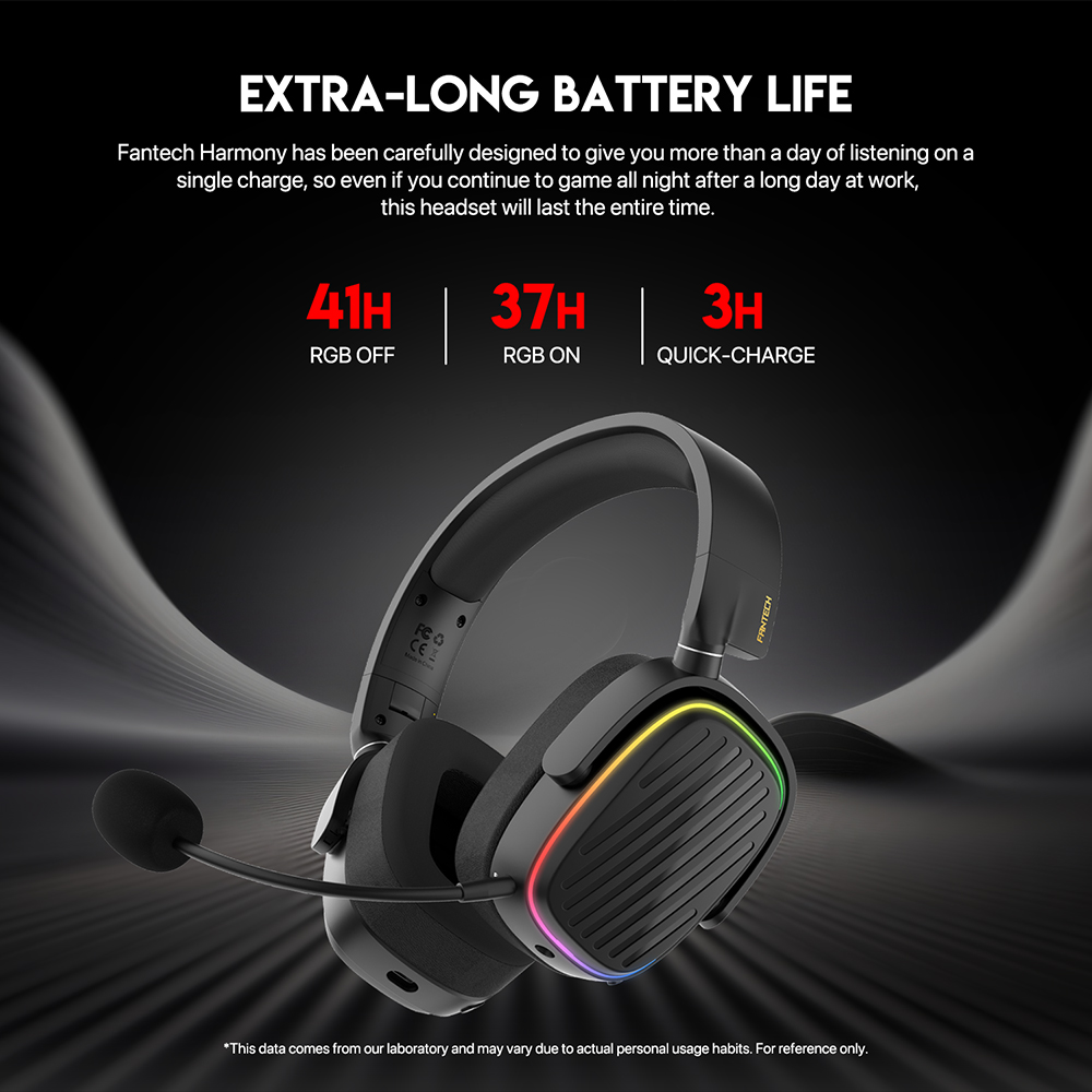 Picture of FANTECH WHG02 Harmony Wireless Headset Tri-mode Connections With Noise Cancellation & Mute Buttons Microphone Headphones
