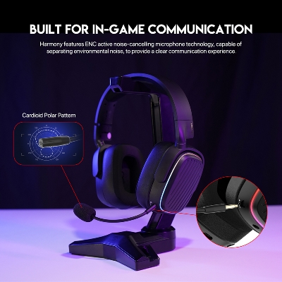 Picture of FANTECH WHG02 Harmony Wireless Headset Tri-mode Connections With Noise Cancellation & Mute Buttons Microphone Headphones