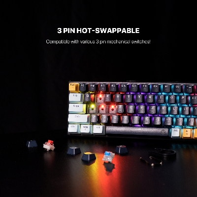 Picture of FANTECH ATOM63 MK874 V2 MECHANICAL GAMING KEYBOARD- MIZU SERIES Sky Blue And Navy Blue - Switch Blue-Red