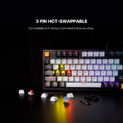 Picture of FANTECH ATOM96 MK890 V2 MIZU Edition RGB Full Key Roll Over Hot Swappable Mechanical Keyboard All Anti Ghost Keys Fully Customizable Red Switch