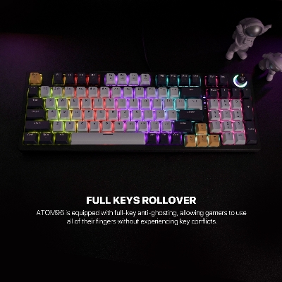 Picture of FANTECH ATOM96 MK890 V2 MIZU Edition RGB Full Key Roll Over Hot Swappable Mechanical Keyboard All Anti Ghost Keys Fully Customizable Red Switch