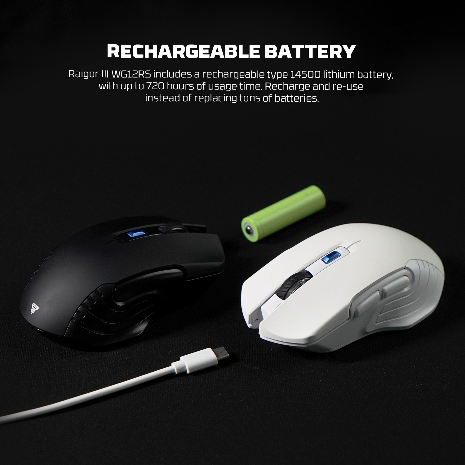 Picture of FANTECH WG12RS Raigor III Wireless Gaming Silent Mouse Pixart 3065 2000DPI Wired Mouse Poling 125Hz Macro Button Mice