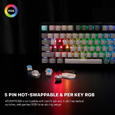 Picture of FANTECH MK914 ATOM PRO96 STELLAR EDITION RGB Mechanical Gaming Keyboard Mercury Black & Saturn Grey Layout Red Switch & Blue Switch