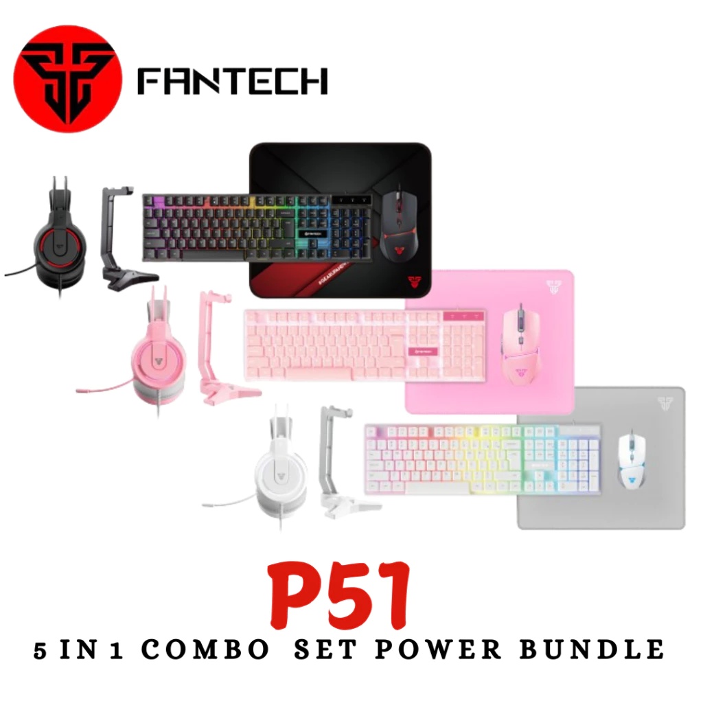 Picture of FANTECH P51 Gaming Set Wired Keyboard, Mouse, Headset, Stand & Pad Value Combo Set