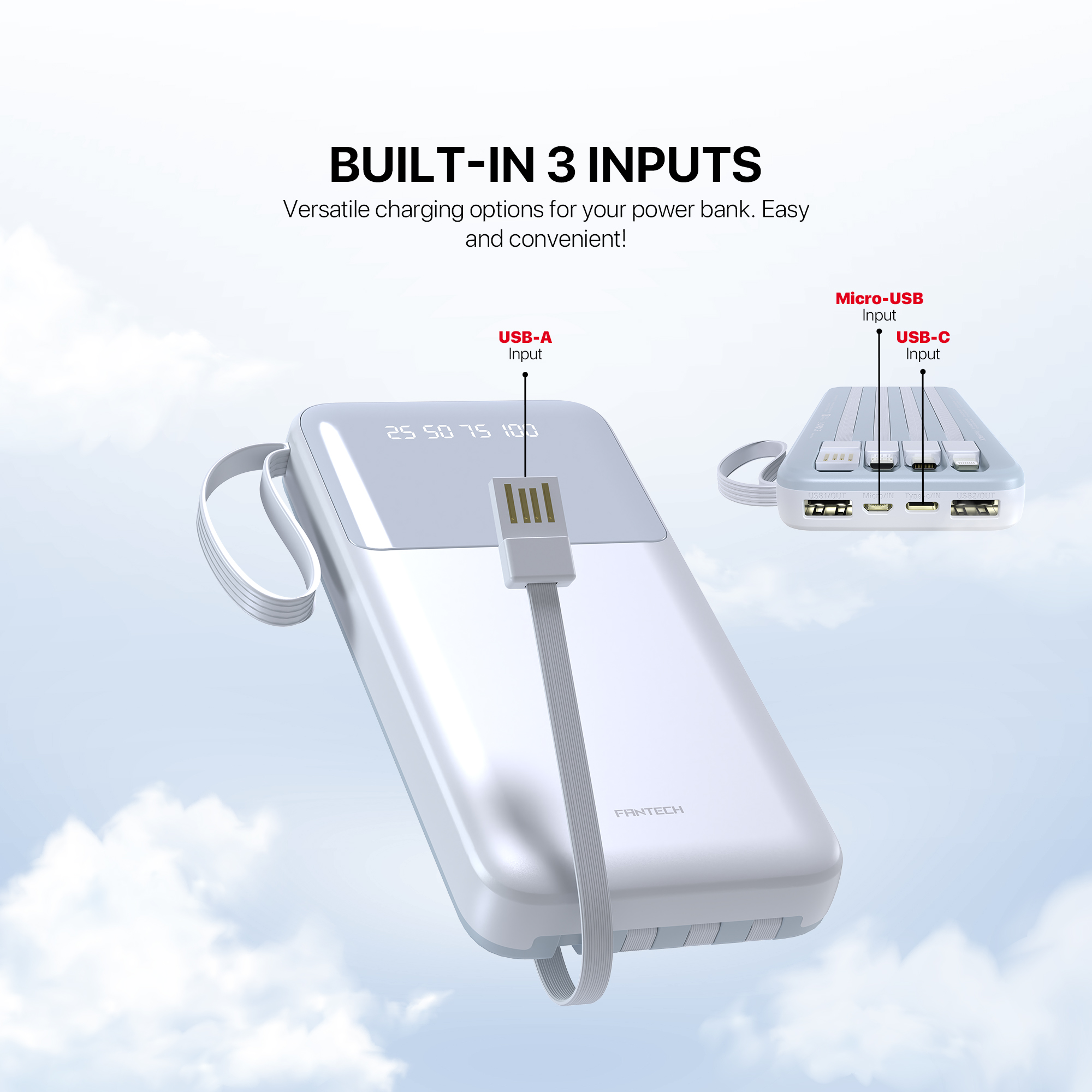 Picture of FANTECH S3 PowerBank 10000mAh Slim Mini Airline Approved Safe Reliable High-Speed Charge PowerPack Portable Power Bank