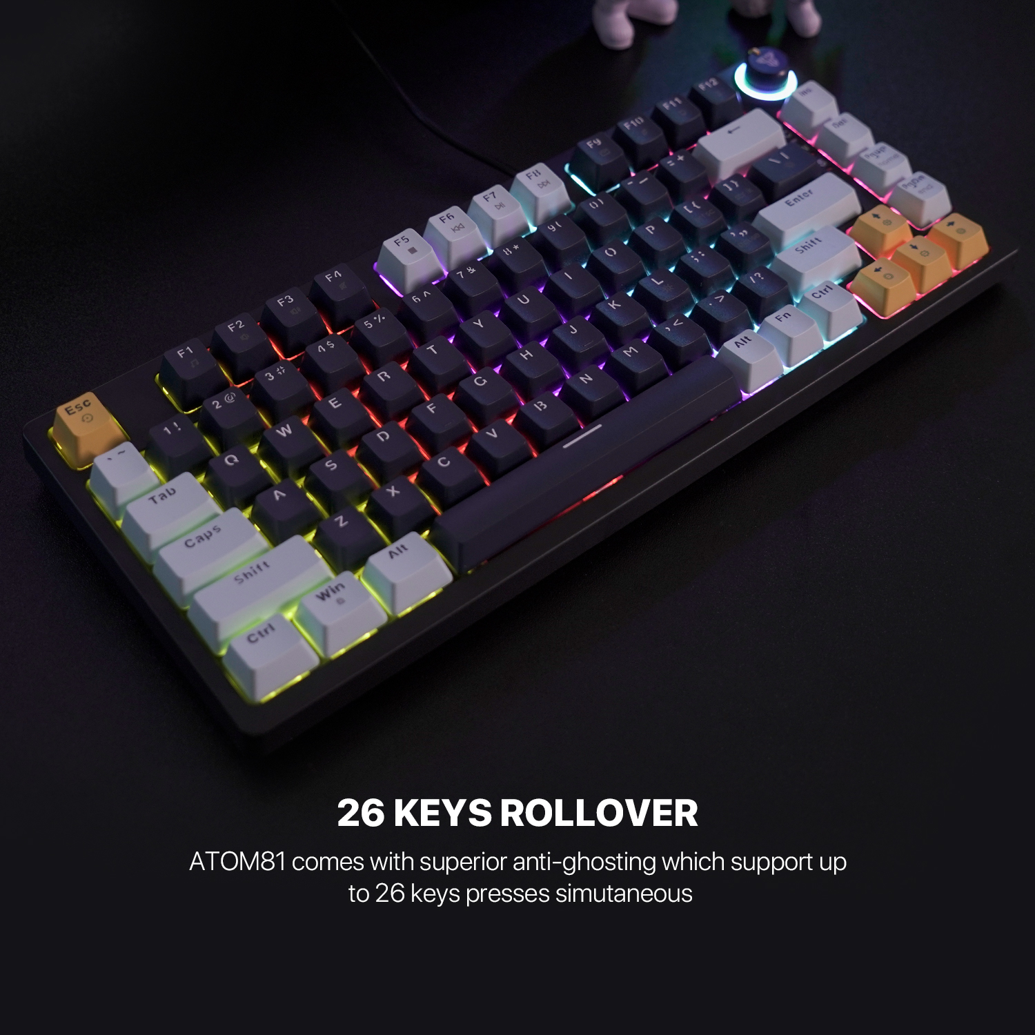 Picture of FANTECH ATOM81 MK875V2 Mechanical Gaming Keyboard- MIZU SERIES- Sky Blue And Navy Blue - Switches Blue And Red
