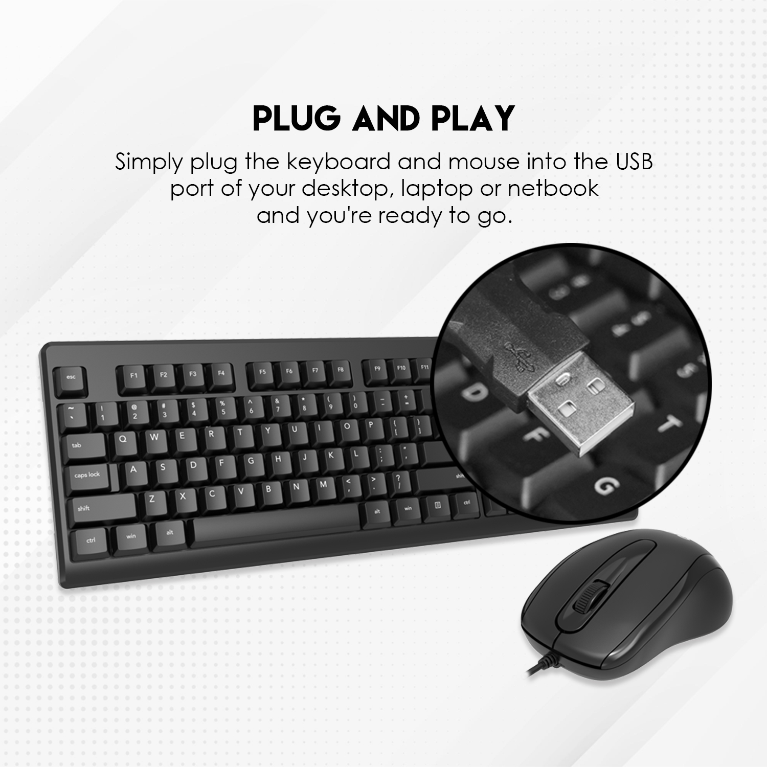 Picture of FANTECH KM103 GO Office Combo Keyboard & Mouse with Ultra Smooth Typing And Anti Splash Design