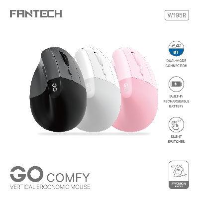 Picture of FANTECH W195R GO Comfy Mouse Vertical Ergonomic Design Wireless & Bluetooth Connection Compact Wireless Mouse