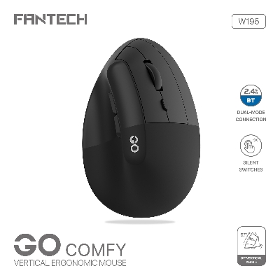 Picture of FANTECH W195 Go Comfy Mouse Vertical Ergonomic 2.4GHz Wireless and 5.1 Bluetooth Compact Mouse