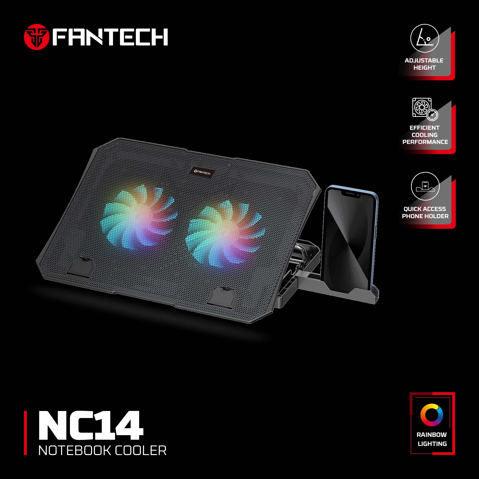 Picture of Fantech NC14 16 Inch Laptop Cooler With Phone Holder