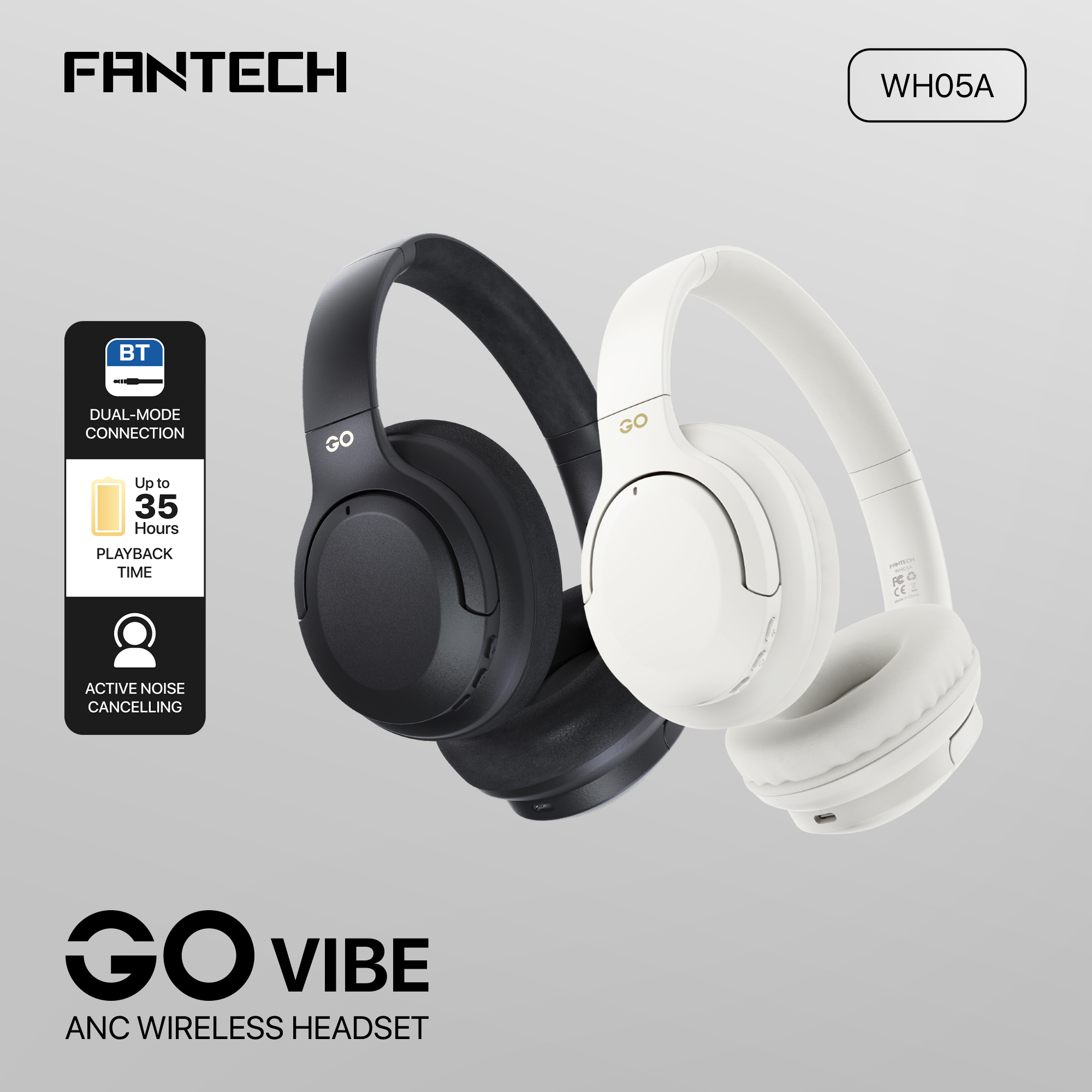 Picture of FANTECH WH05A GO VIBE ANC WIRELESS HEADSET, BLACK
