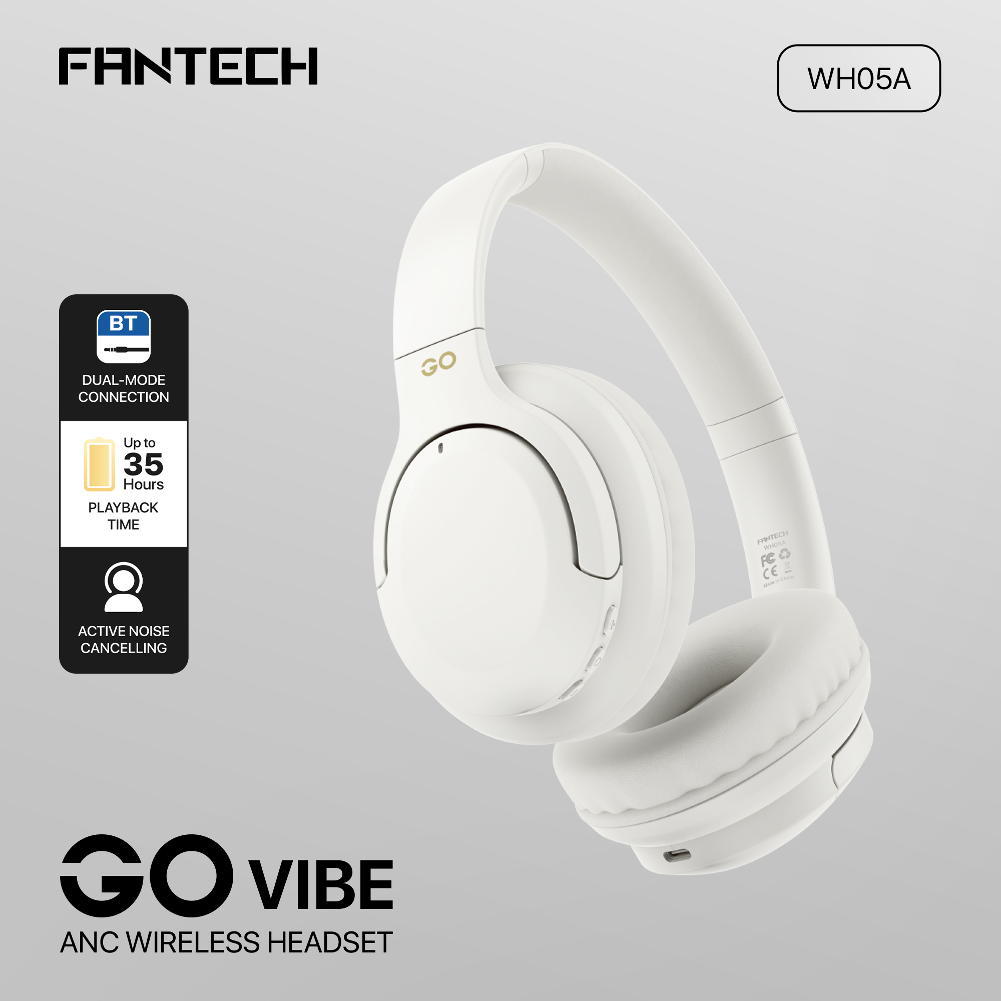 Picture of FANTECH WH05A GO VIBE ANC WIRELESS HEADSET, BLACK