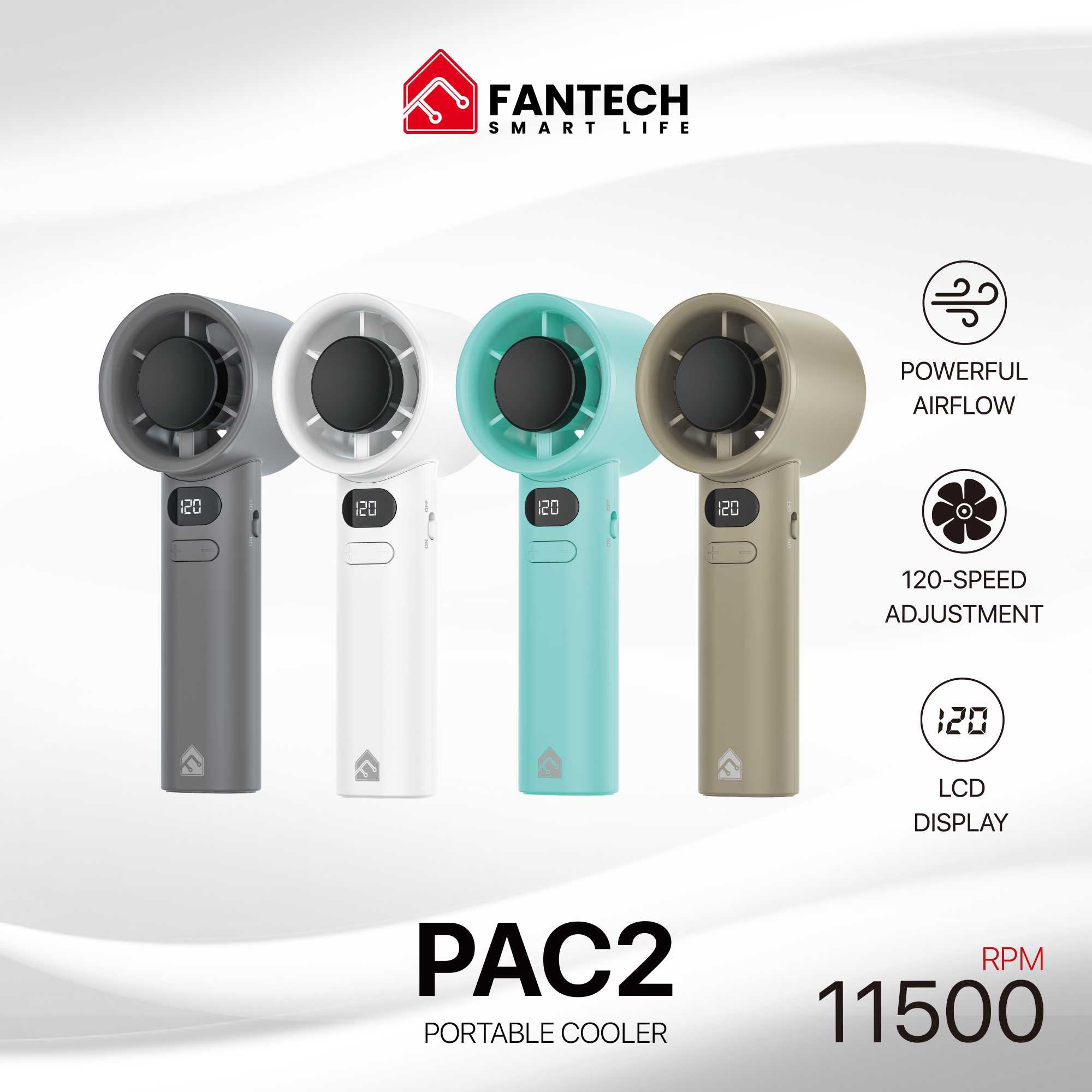 Picture of Fantech Portable Cooler PAC2 Mini Fan Handheld Fan Rechargeable & Adjustable Speed 11500RPM