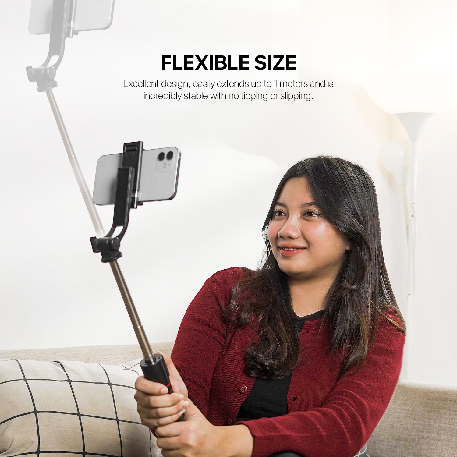 Picture of Fantech SS100 Selfie Stick with Bluetooth Remote Control Monopod