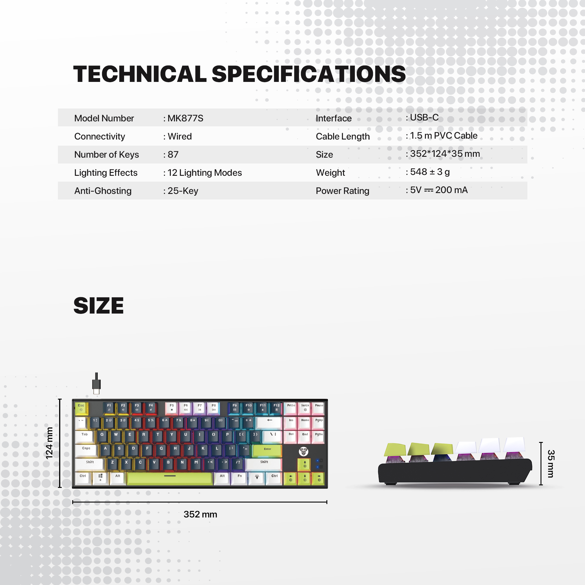 Picture of FANTECH ATOM87S MK877S MECHANICAL GAMING KEYBOARD MORI EDITION BLUE & WHITE