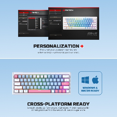 Picture of FANTECH ATOM X63 MK611 MECHANICAL GAMING KEYBOARD AME EDITION WHITE & BLUE