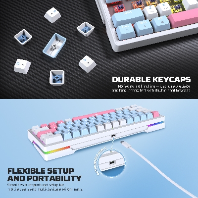 Picture of FANTECH ATOM X63 MK611 MECHANICAL GAMING KEYBOARD AME EDITION WHITE & BLUE