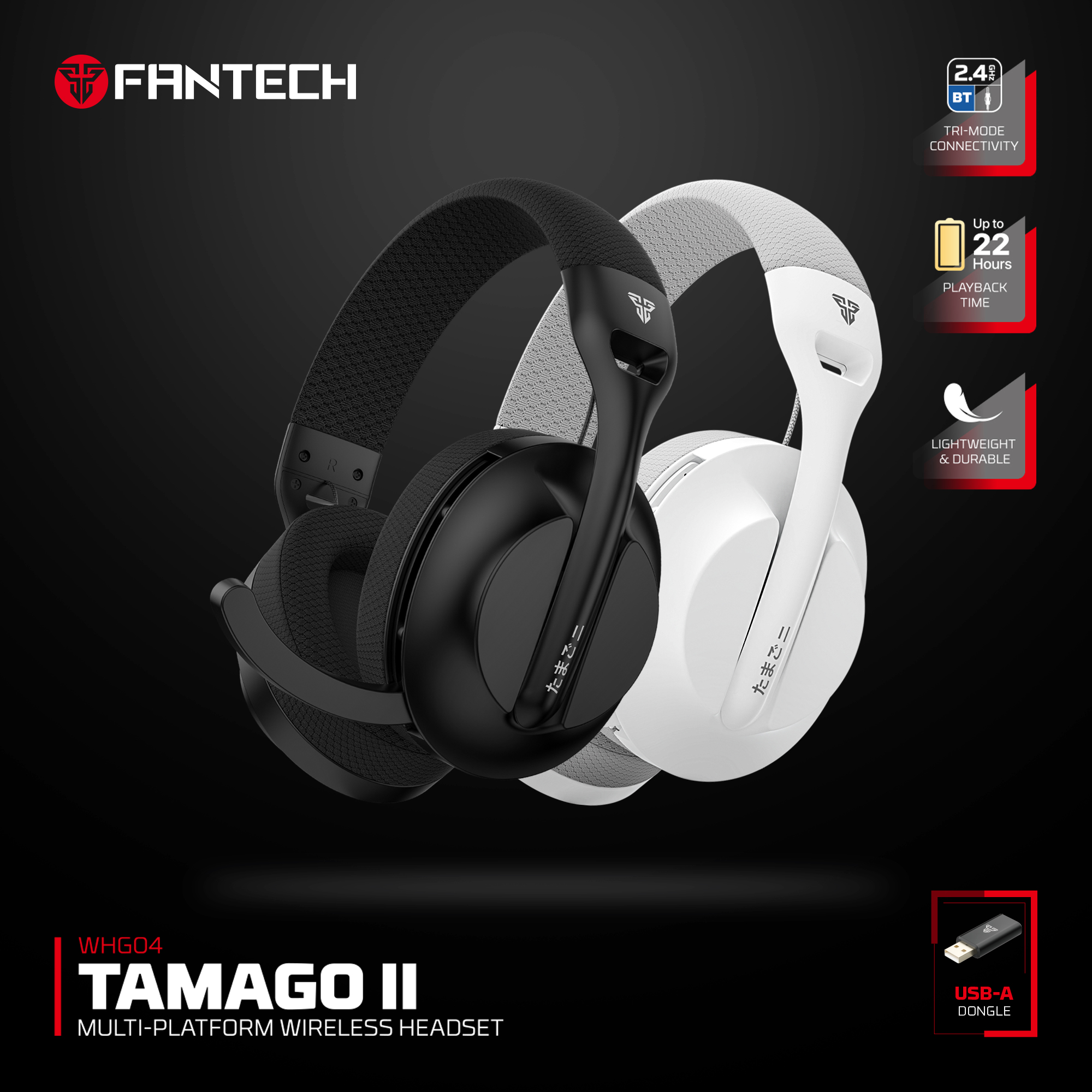 Picture of Fantech Tamago II WHG04 Multi-Platform Wireless Headset Tri mode Connection Gaming Headphones