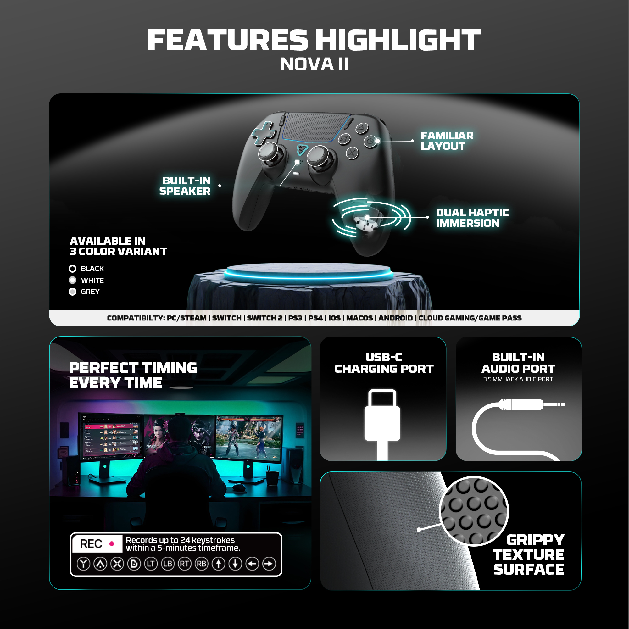 Picture of FANTECH WGP16 NOVA II WIRELESS MULTI-PLATFORM GAMEPAD Gaming Gamers Controller