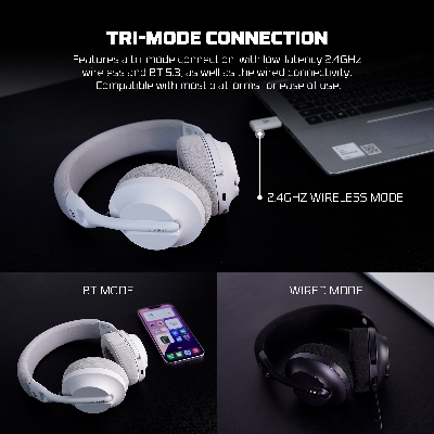 Picture of Fantech Tamago II WHG04 Multi-Platform Wireless Headset Tri mode Connection Gaming Headphones WHITE
