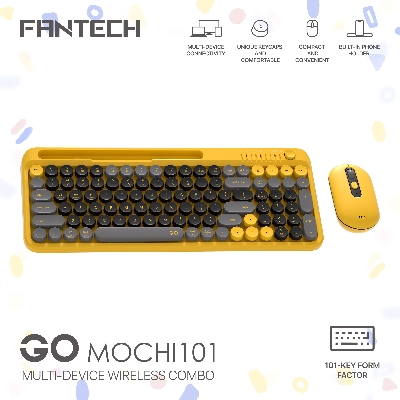 Picture of Fantech GoMOCHI101 WK899 Wireless Keyboard & Mouse Combo YELLOW