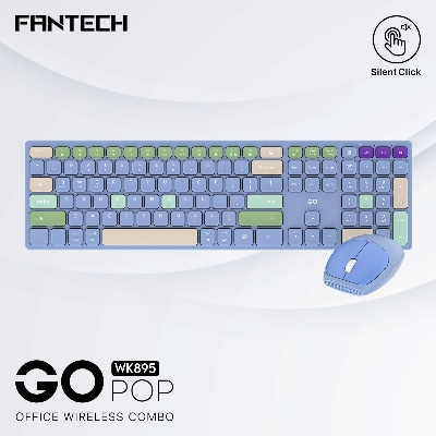 Picture of FANTECH WK895 Go Pop Wireless Multimedia Office Keyboard And Mouse Combo With Silent Click BLUE