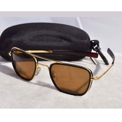 Picture of Brown And Gold Steel Sunglass for Men Picture of Brown And Gold Steel Sunglass for Men