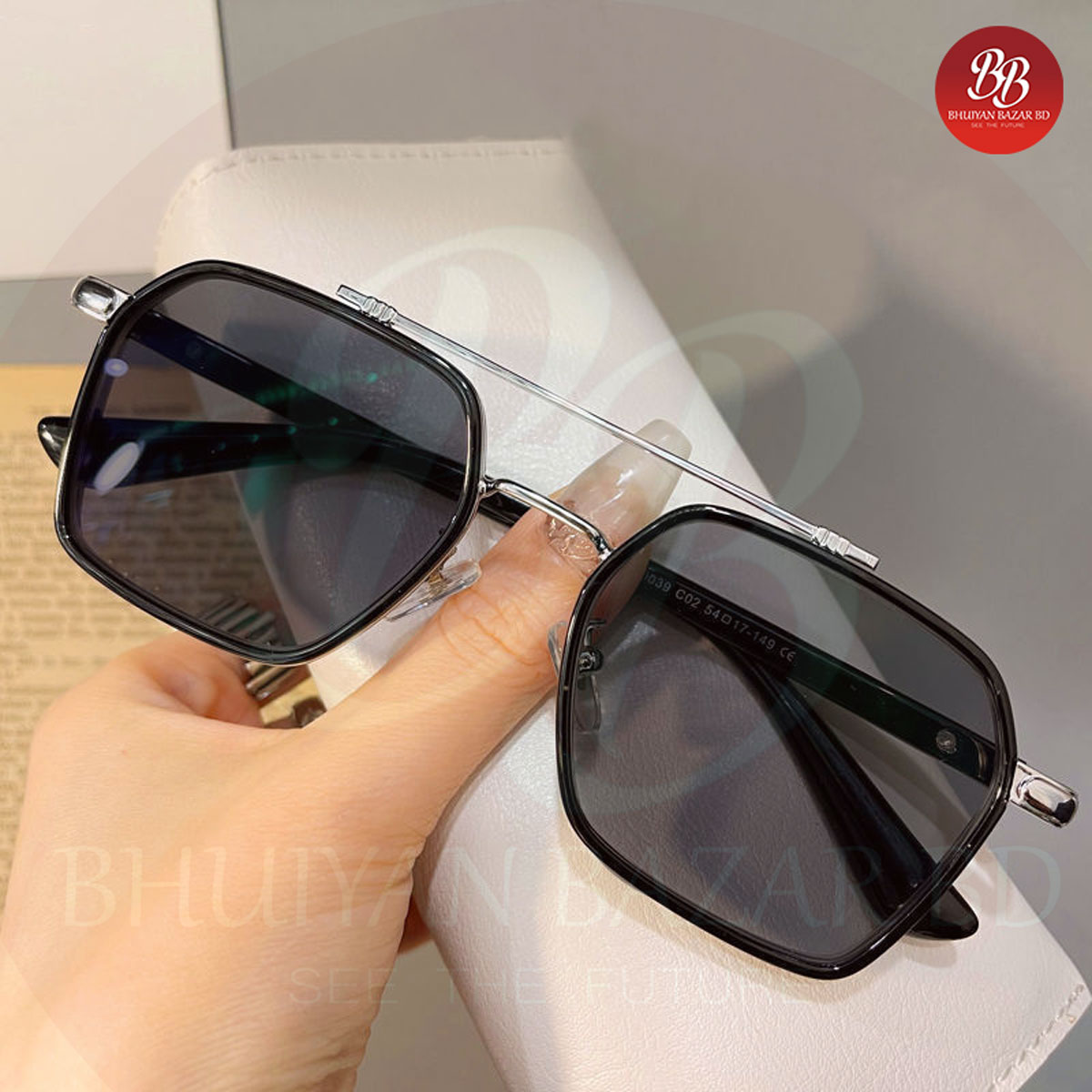 Picture of Black Sunglasses for Men - Silver Frame - Sun Glass For Men Picture of Black Sunglasses for Men - Silver Frame - Sun Glass For Men