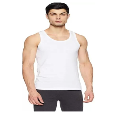 Picture of Captain Men's Sleeveless Regular Fit Cotton Blend Vests 100% Cotton Fabric, White Colour with Anti-Bacterial Finishing