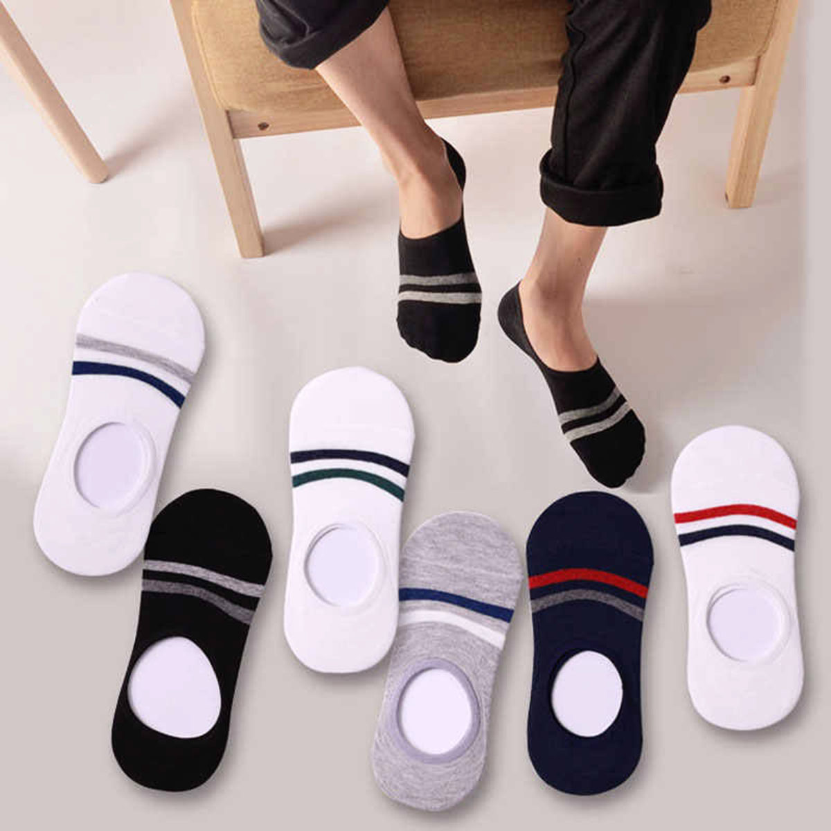 Picture of 05 Pair Good Quality Brand extra low cut china Socks for Men multicolour Picture of 05 Pair Good Quality Brand extra low cut china Socks for Men multicolour