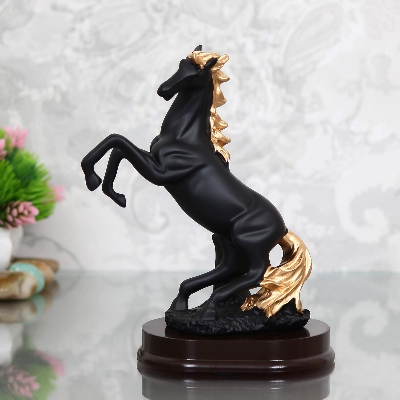 Picture of Elegant White & Black Horse Statue with Gold Touch | Premium Home Decor Showpiece | Luxury Horse Figurine for Living Room, Office & Table Decoration | Modern Artistic Home Decoration Gift Item