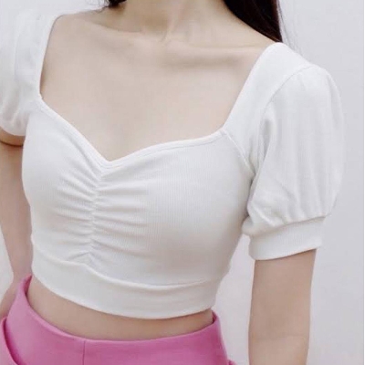 Picture of Crop Tops Blouse for Women - white - Blouse For Women