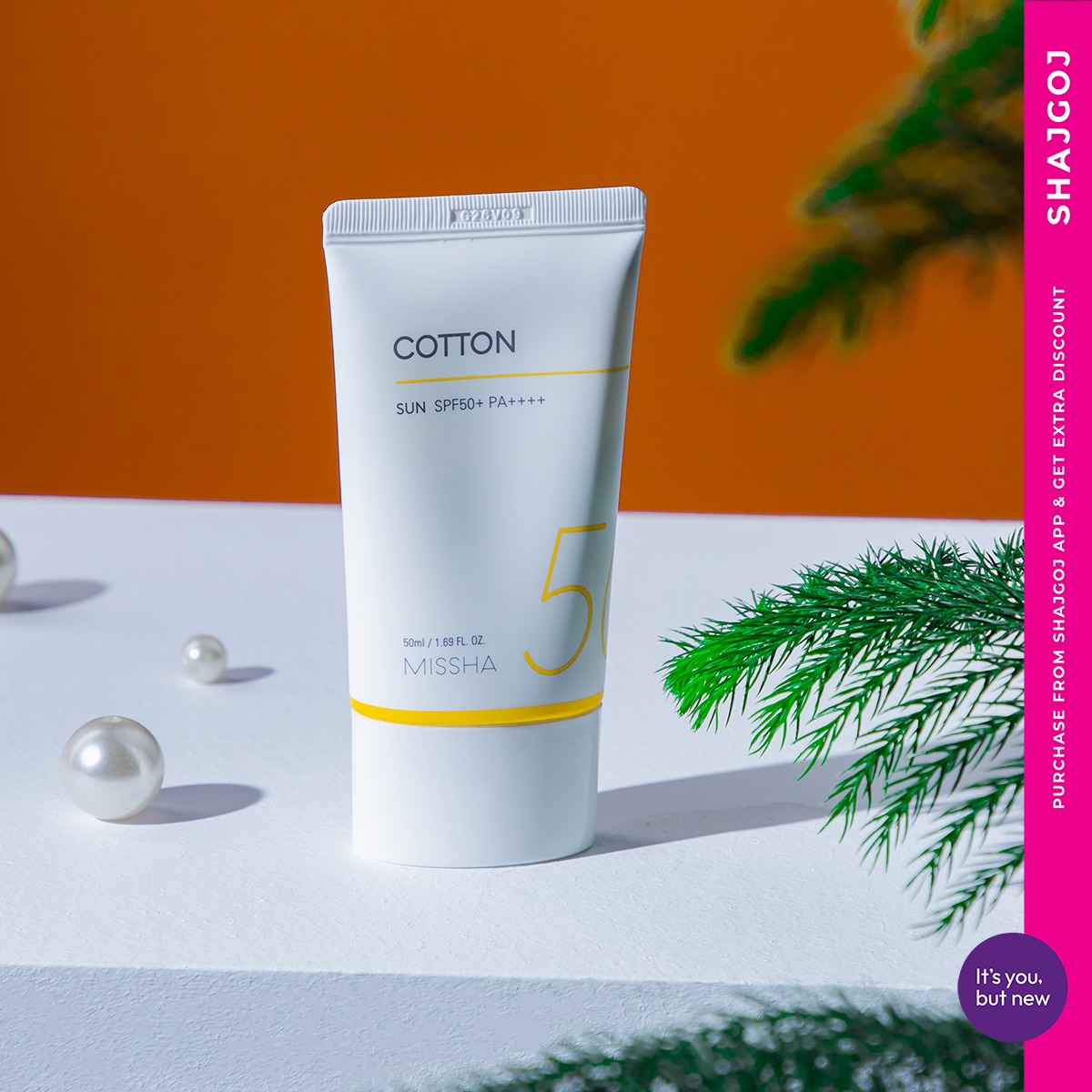Picture of 50 ml Korean product Missha sunscreen All Around Safe Block Cotton Sun SPF50+