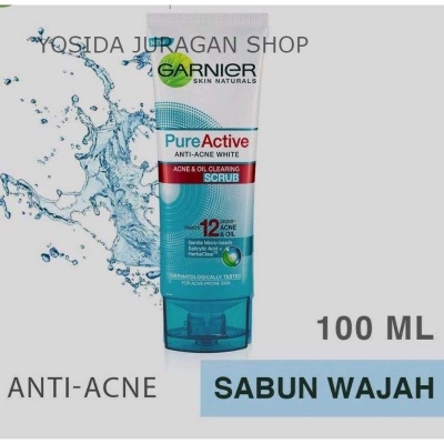 Picture of 100 ml Garnier Pure Active clearing Scrub International Thailand product used for male female