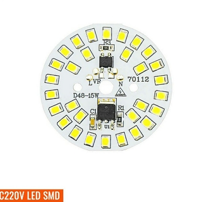 Picture of AC220V LED lamp plate 15W 44MM round No need driver Smart IC bulb lamp For DIY White LED Floodlight Spotlight 2835 PCB- 1pcs by Akram Electronics