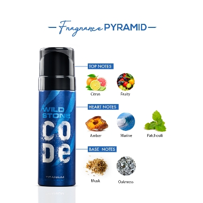 Picture of 120 ml Wild Stone code Titanium Body Spray Indian product used for male