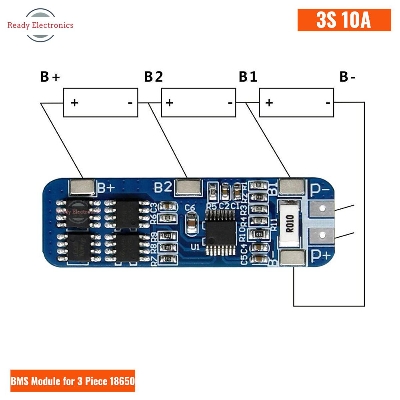 Picture of 3S 10A 12V 18650 Li-ion Lithium Battery BMS Charger Protection Boar by Akram Electronics Picture of 3S 10A 12V 18650 Li-ion Lithium Battery BMS Charger Protection Boar by Akram Electronics