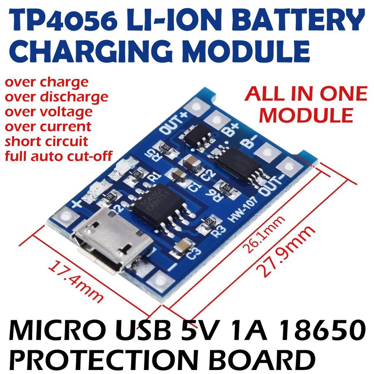 Picture of TP4056 1A Rechargeable Charging Board Charger Module for Lithium with Micro USB by Akram Electronics Picture of TP4056 1A Rechargeable Charging Board Charger Module for Lithium with Micro USB by Akram Electronics